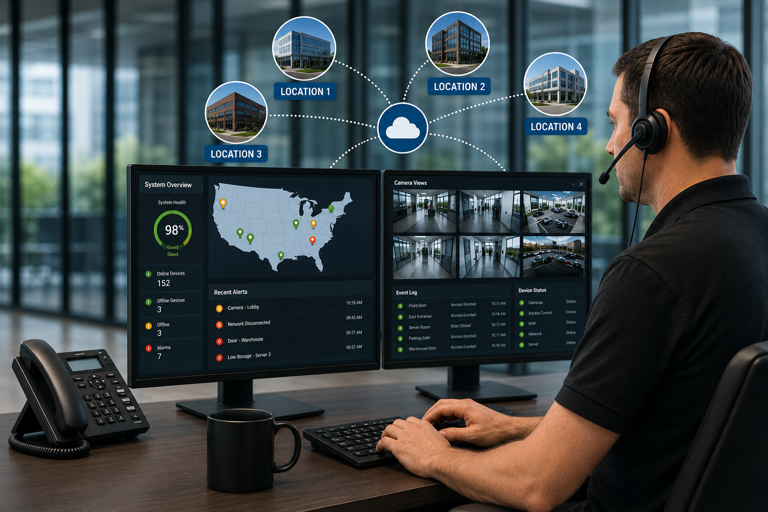 Remote Technical Support for Multi-Site Security Systems